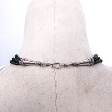 Load image into Gallery viewer, Triple Strand Semi-Precious Stone Necklace with Black, Hematite, Dalmatian Jasper Beads