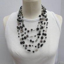Load image into Gallery viewer, Multi-Strand Black Beaded Necklace