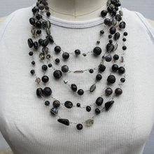 Load image into Gallery viewer, Multi-Strand Black Beaded Necklace