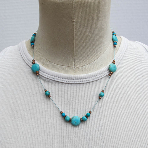 Turquoise Magnesite Hand-Knotted Illusion Necklace