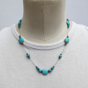 Turquoise Magnesite Hand-Knotted Illusion Necklace