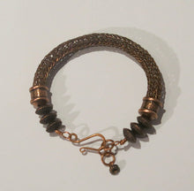 Load image into Gallery viewer, Viking Knit Bracelet, Antique Copper with Antique Copper Pewter Beads &amp; Handmade Clasp