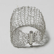 Load image into Gallery viewer, Hand-Crocheted Silver Wire Bracelet with Slide-Lock Clasp