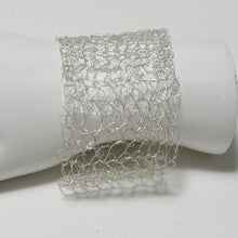 Load image into Gallery viewer, Hand-Crocheted Silver Wire Bracelet with Slide-Lock Clasp