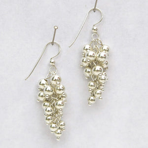 Silver grape cluster earrings