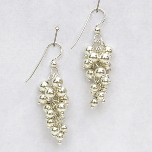 Silver grape cluster earrings