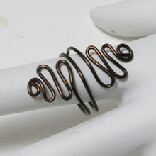 Load image into Gallery viewer, Antique Brass Squiggles Adjustable Wire Ring