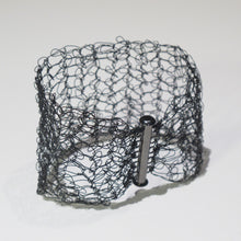 Load image into Gallery viewer, Hand-Crocheted Black Wire Bracelet with Hematite Slide-Lock Clasp