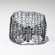 Load image into Gallery viewer, Hand-Crocheted Black Wire Bracelet with Hematite Slide-Lock Clasp