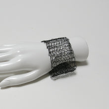 Load image into Gallery viewer, Hand-Crocheted Black Wire Bracelet with Hematite Slide-Lock Clasp