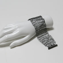 Load image into Gallery viewer, Hand-Crocheted Black Wire Bracelet with Hematite Slide-Lock Clasp