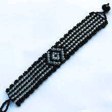 Load image into Gallery viewer, Black and White Odd Count Peyote Bracelet