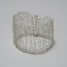 Load image into Gallery viewer, Hand-Crocheted Silver Wire Bracelet with Slide-Lock Clasp