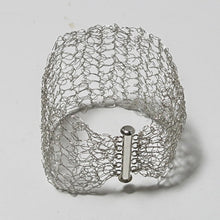 Load image into Gallery viewer, Hand-Crocheted Silver Wire Bracelet with Slide-Lock Clasp