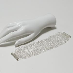 Hand-Crocheted Wire Bracelet with Slide-Lock Clasp