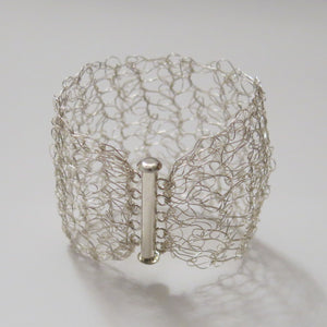 Hand-Crocheted Wire Bracelet with Slide-Lock Clasp