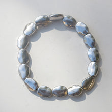 Load image into Gallery viewer, Stretchy Bracelet with Pewter Beads, Puffed Ovals