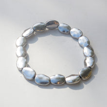 Load image into Gallery viewer, Stretchy Bracelet with Pewter Beads, Puffed Ovals