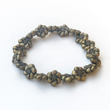 Load image into Gallery viewer, Stretchy Bracelet with Pewter Beads, Flowers