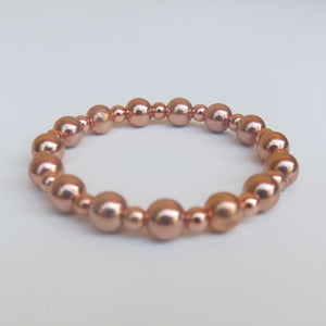 Stretchy Bracelet with Small & Large Round Metal Beads