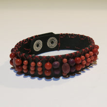 Load image into Gallery viewer, Leather Cuff Bracelet in Brown Leather with Warm Color Beads
