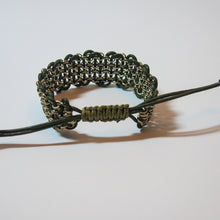 Load image into Gallery viewer, Leather &amp; Chain &quot;Industrial&quot; Bracelet, Black &amp; Antique Brass