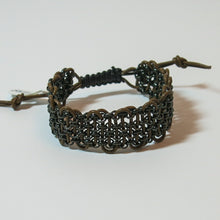 Load image into Gallery viewer, Leather &amp; Chain &quot;Industrial&quot; Bracelet in Olive Green &amp; Gold