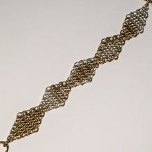Load image into Gallery viewer, Chain Maille Bracelet in Slinky European 4-in-1 Diamond Weave, 2-Tone silver and gold with toggle clasp