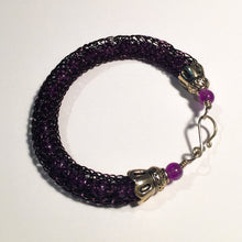 Load image into Gallery viewer, Viking Knit Bracelet, Purple Wire with Amethyst Beads