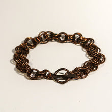 Load image into Gallery viewer, Antique Copper 3-in-3 Chain Maille Bracelet with toggle clasp