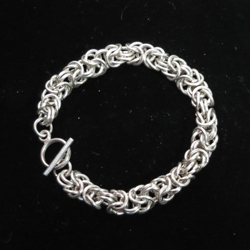 Silver Byzantine Weave Chain Maille Bracelet