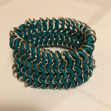 Load image into Gallery viewer, European  4-in-1 Chain Maille Bracelet with Silver Rings and turquoise rubber O-rings
