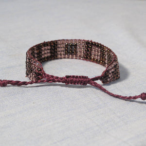 Pink Bead Woven Bracelet