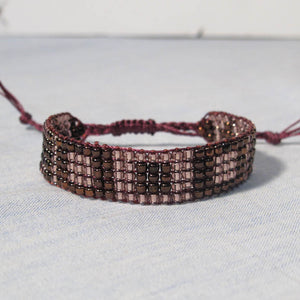 Pink Bead Woven Bracelet