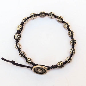 Bracelet with Detailed Silver Cube Pewter Beads