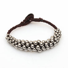 Load image into Gallery viewer, Black and Silver Kumihimo Bracelet with Graduated Metal Beads