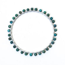 Load image into Gallery viewer, Silver bangle bracelet wrapped with turquoise gemstones