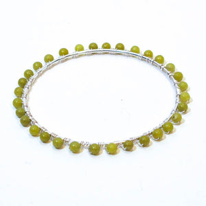 Gemstones Bangle Bracelet silver bangle wrapped with green aventurine gemstones