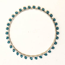 Load image into Gallery viewer, Silver bangle bracelet wrapped with turquoise Swarovski bicone crystal beads