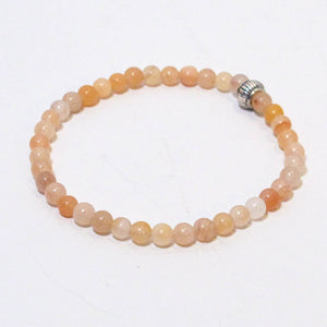Gemstone Stretchy Bracelet/Pink Aventurine with textured silver accent bead