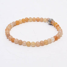 Load image into Gallery viewer, Gemstone Stretchy Bracelet/Pink Aventurine with textured silver accent bead