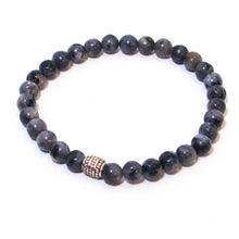 Load image into Gallery viewer, Gemstone Stretchy Bracelet/Blue Labradorite with detailed silver accent bead