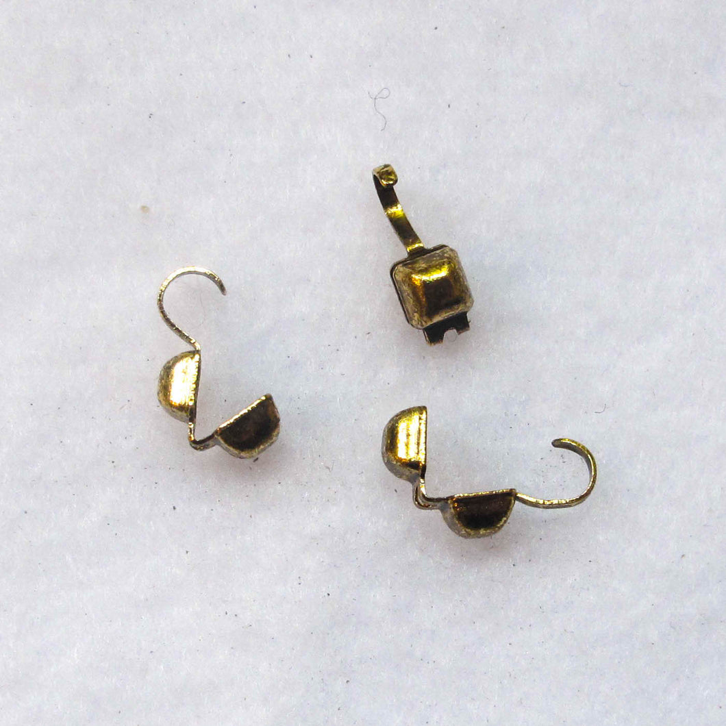 Antique gold square shape clamshell bead tips with loop