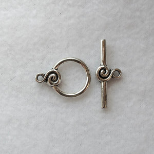 Decorative Toggle Clasp #5, Silver, 17mm.