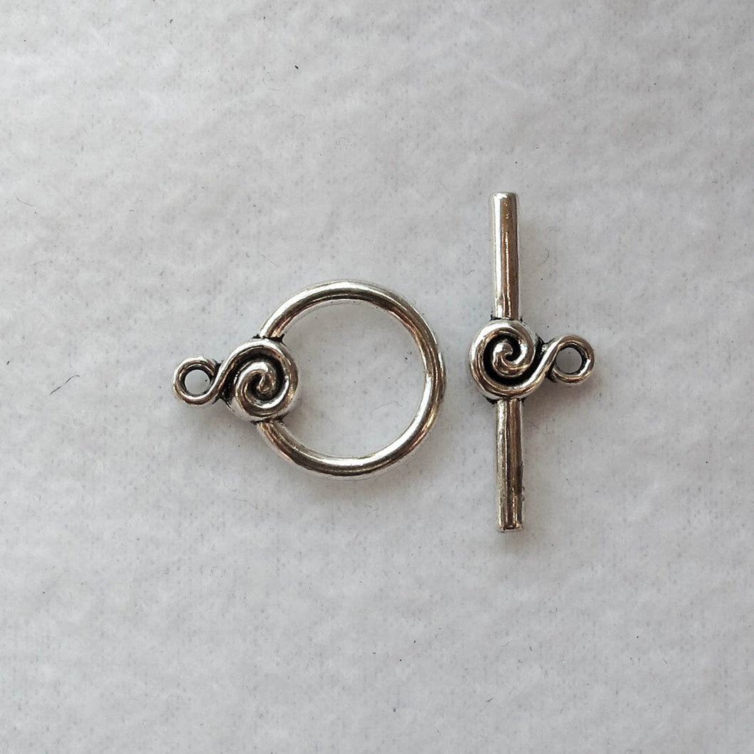 Decorative Toggle Clasp #5, Silver, 17mm.