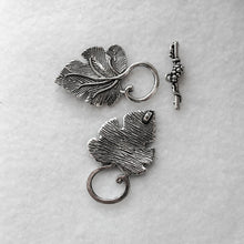 Load image into Gallery viewer, Silver Grape Leaf &amp; Vine Toggle Clasp, 37mm. long