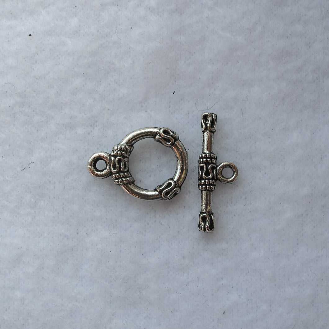 Decorative Toggle Clasp #4, Silver, 14mm.