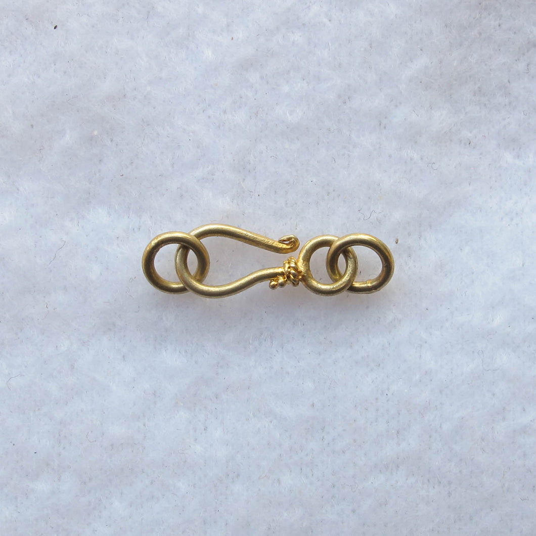 Decorative Hook Clasp with 2 Rings, Gold, 15mm