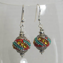 Load image into Gallery viewer, Exotic Beads Earrings, multicolor with silver earring wires