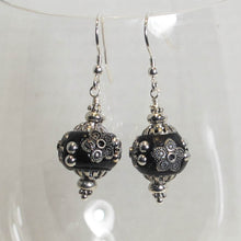 Load image into Gallery viewer, Exotic Beads Earrings, black and silver
